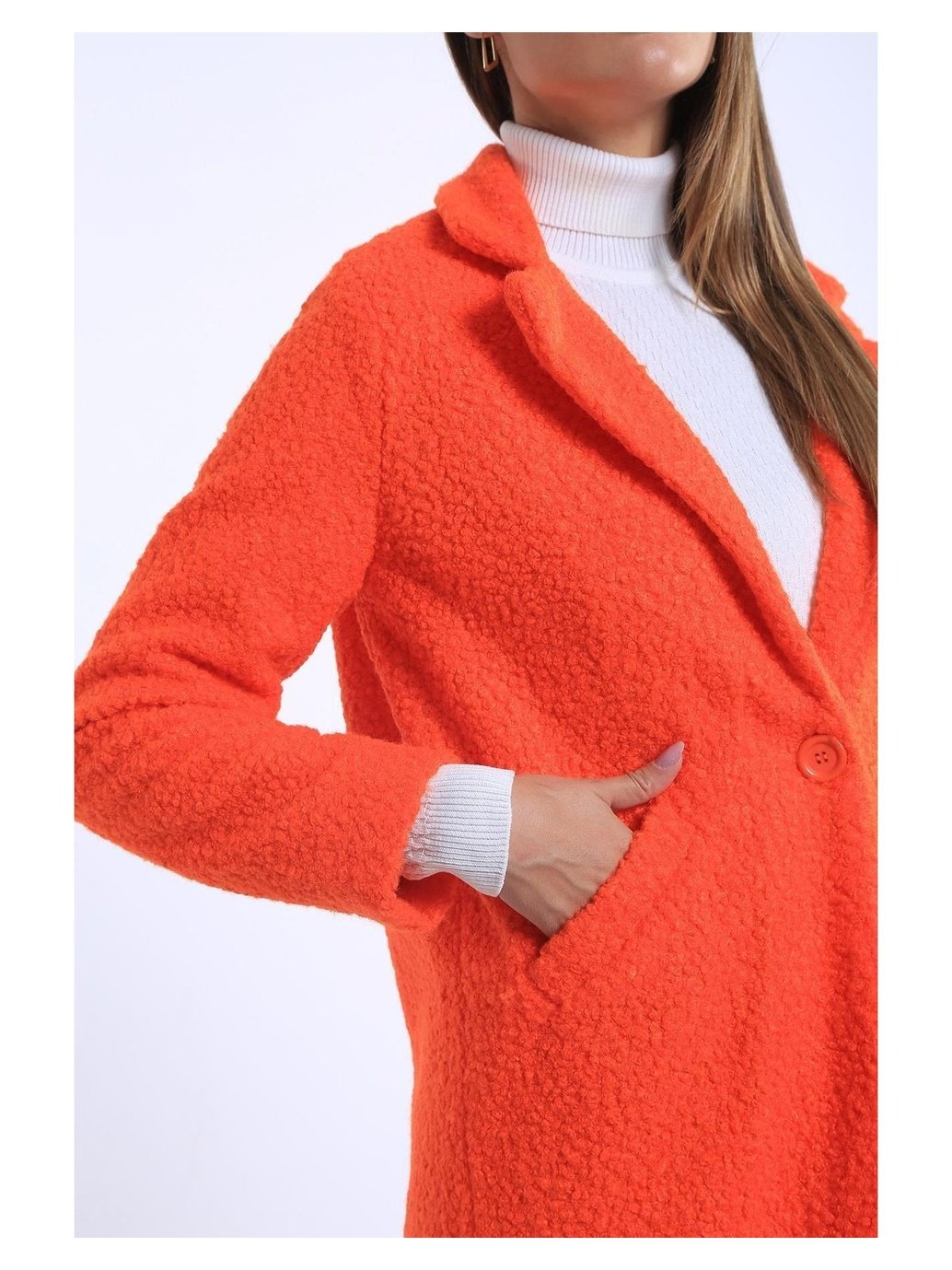 Københavnsk - Chic Orange Bouclé Overfrakke