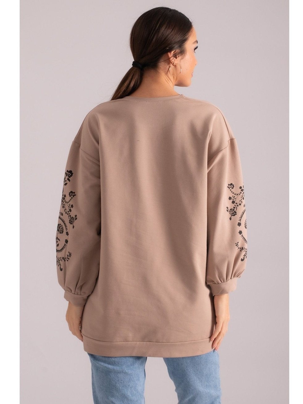 Boheme Chic Sweatshirt med Paisleymønster på Ærmerne