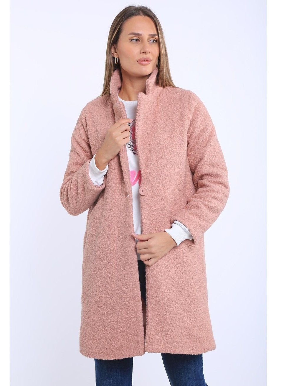 Københavnsk - Chic Orange Bouclé Overfrakke