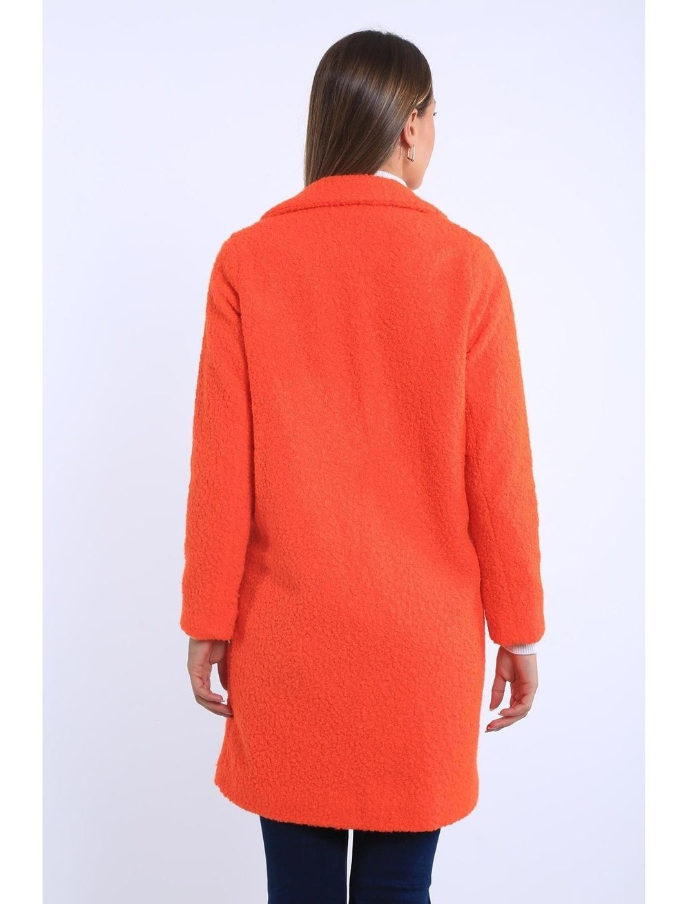 Københavnsk - Chic Orange Bouclé Overfrakke