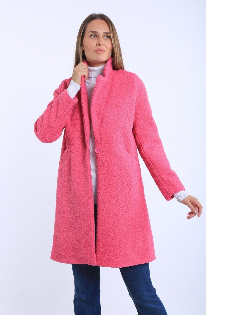 Københavnsk - Chic Orange Bouclé Overfrakke