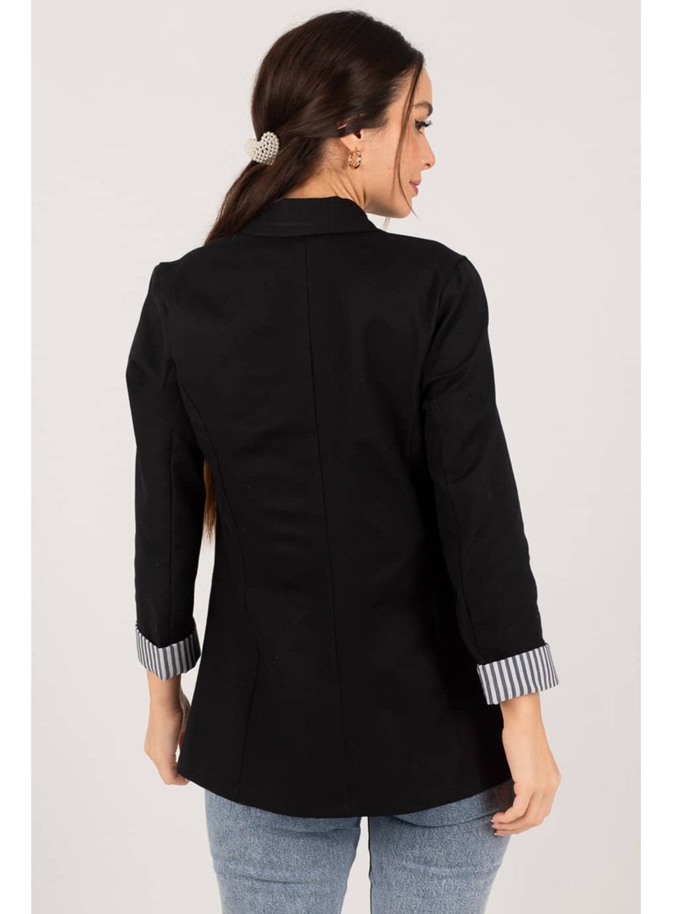 Urban Elegance Blazer med Kontrastmanchetter
