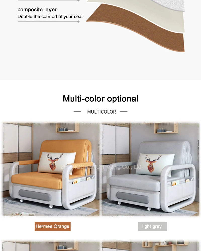 Multifunktionelt Konvertibelt Sovesofa-Stol - 3-i-1 Justerbar Sofa Seng (80cm)