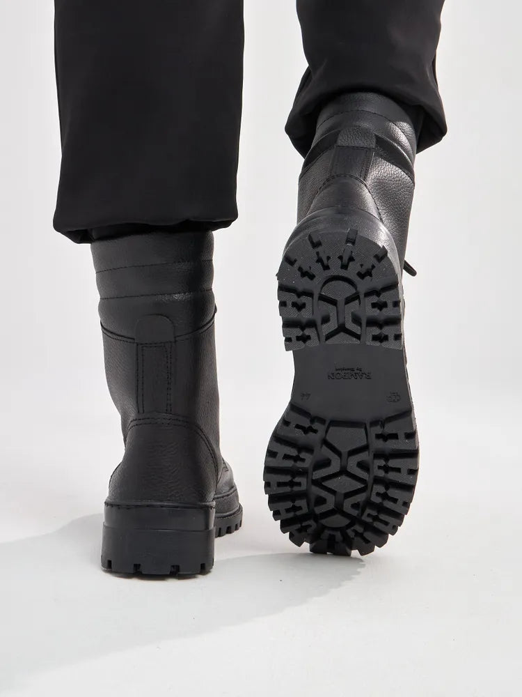 Robuste Unisex Snørestøvler i Læderlook