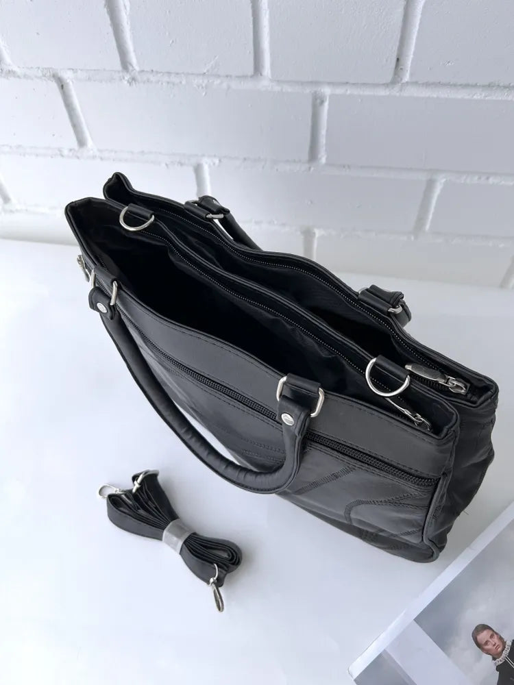Klassisk Tote Taske i Tonet Læderlook