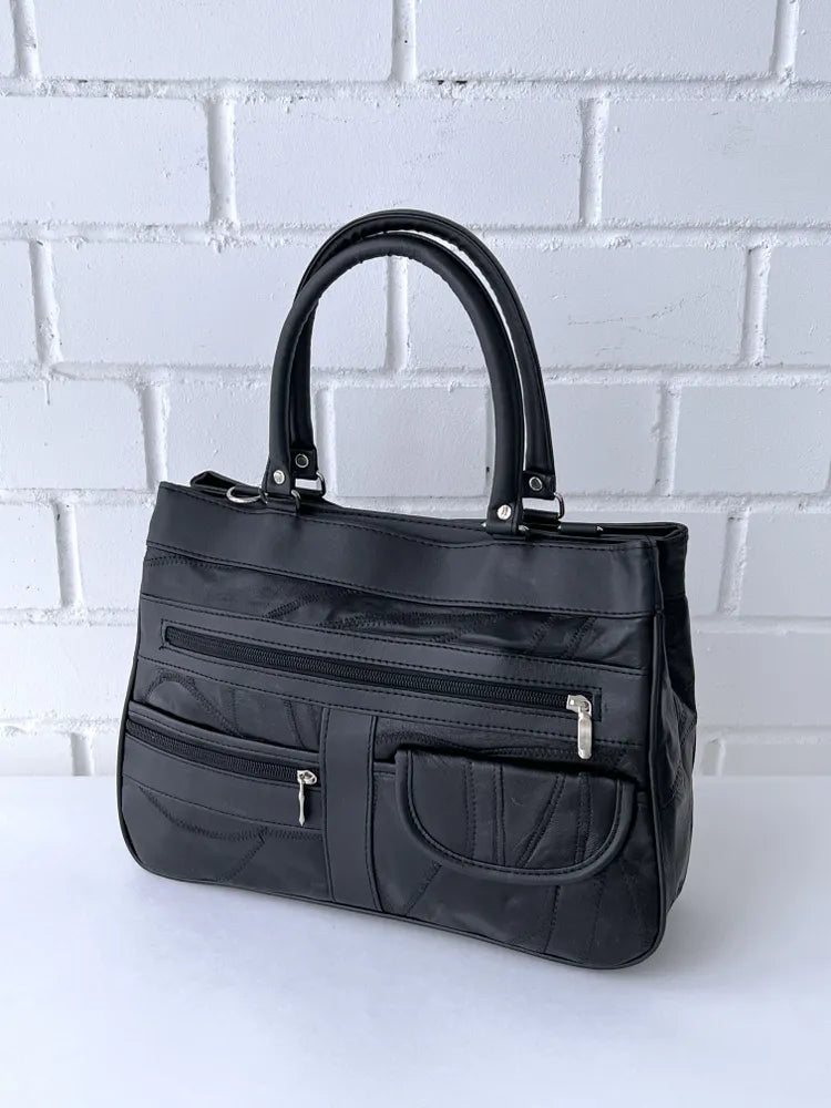Klassisk Tote Taske i Tonet Læderlook
