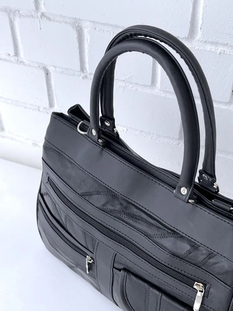 Klassisk Tote Taske i Tonet Læderlook