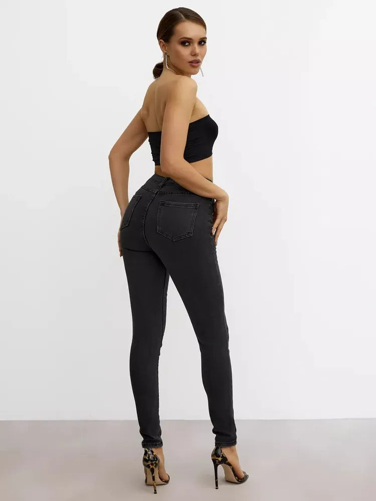 Trendy High-Waist Skinny Jeans