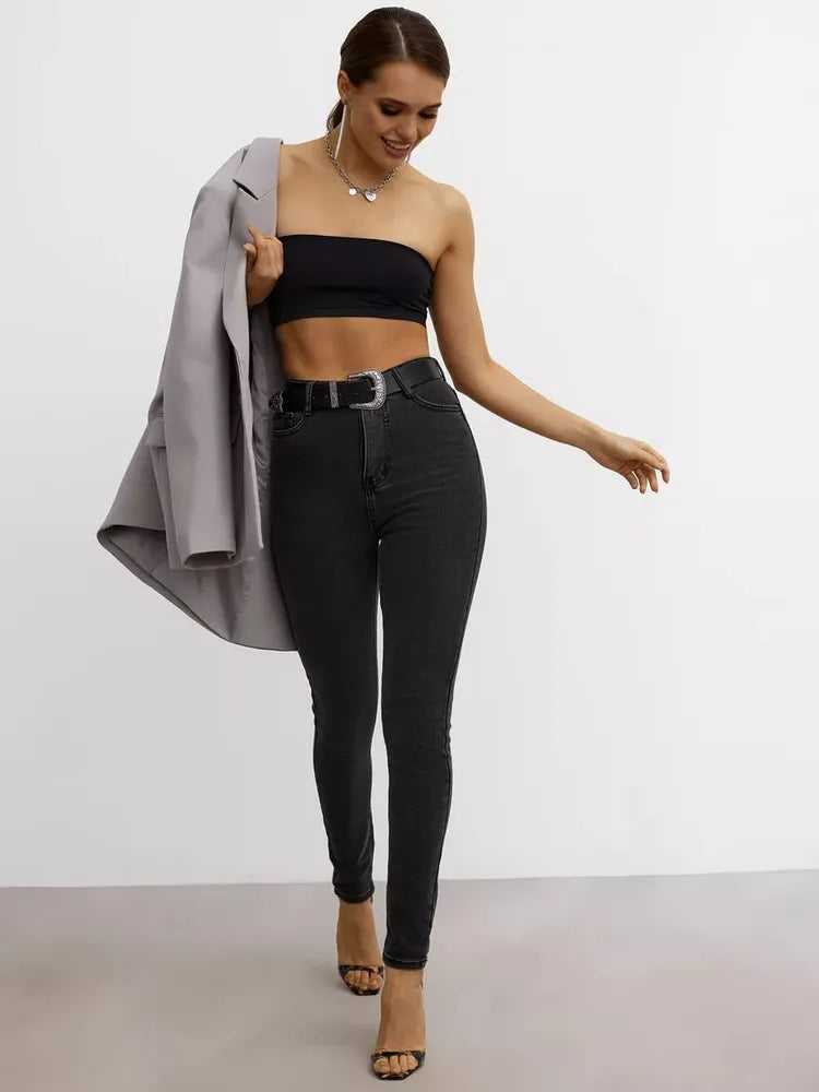Trendy High-Waist Skinny Jeans