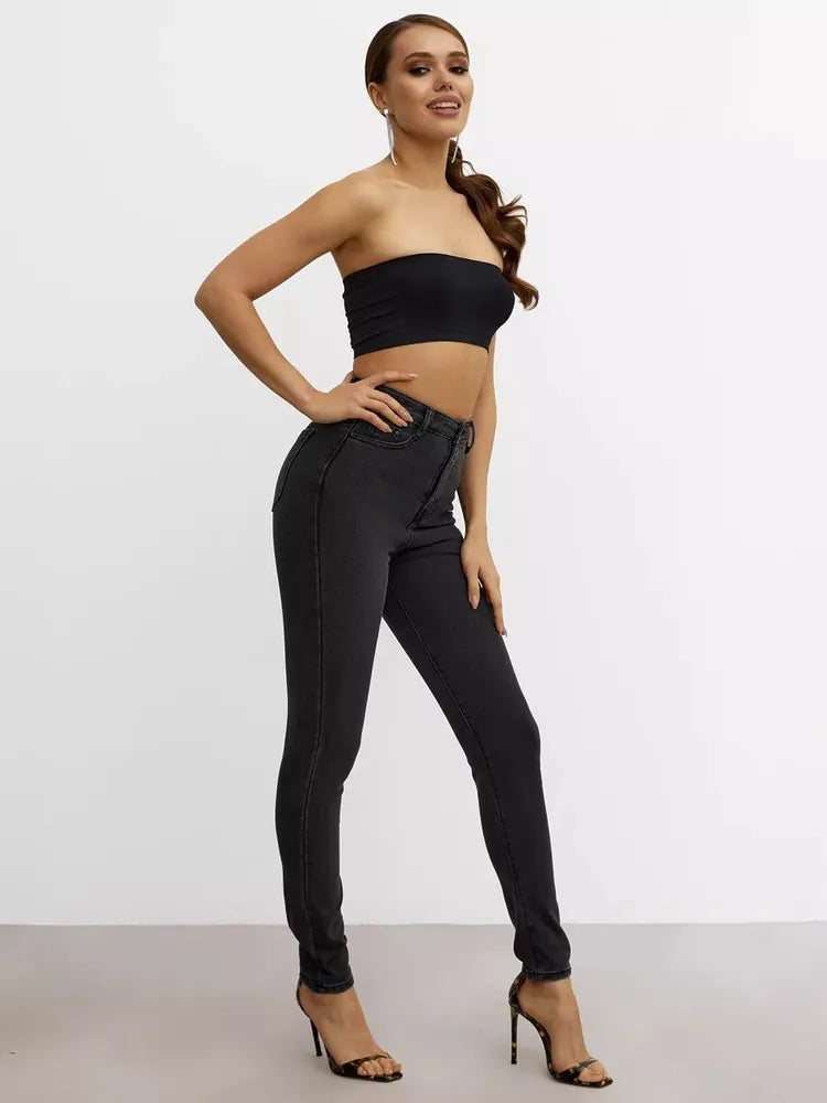 Trendy High-Waist Skinny Jeans