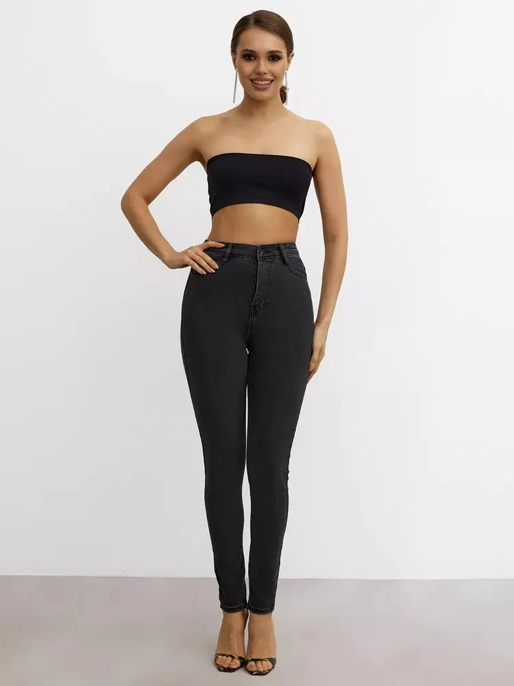 Trendy High-Waist Skinny Jeans