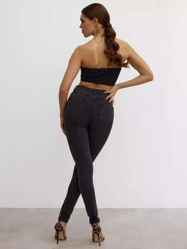 Trendy High-Waist Skinny Jeans