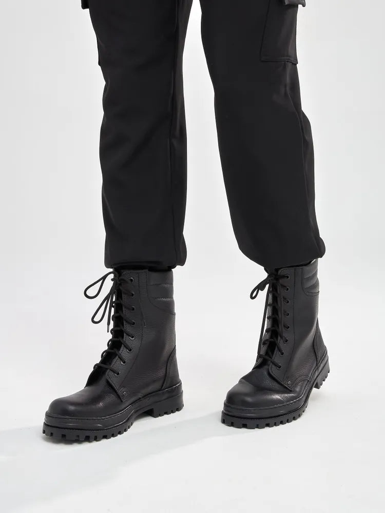 Robuste Unisex Snørestøvler i Læderlook