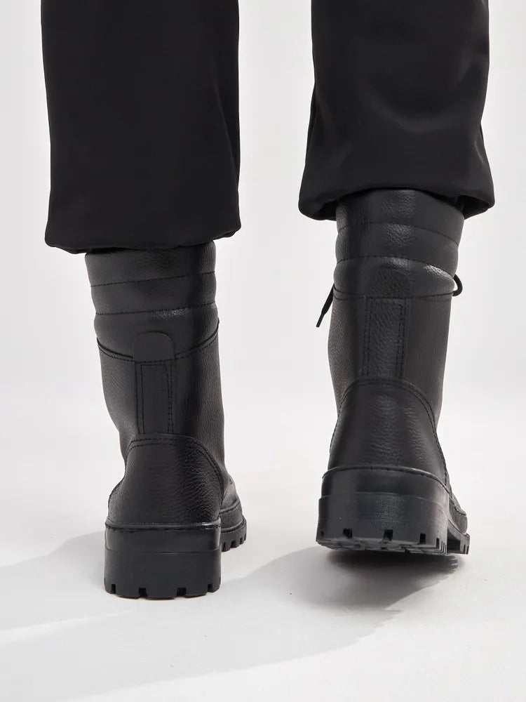 Robuste Unisex Snørestøvler i Læderlook