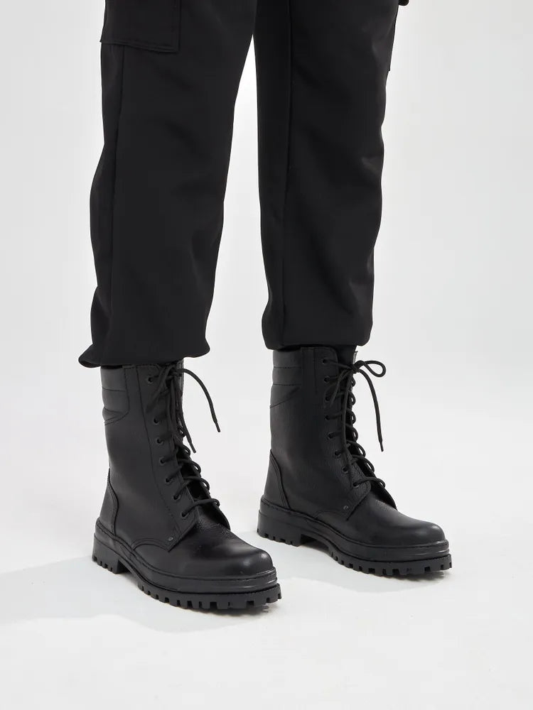 Robuste Unisex Snørestøvler i Læderlook