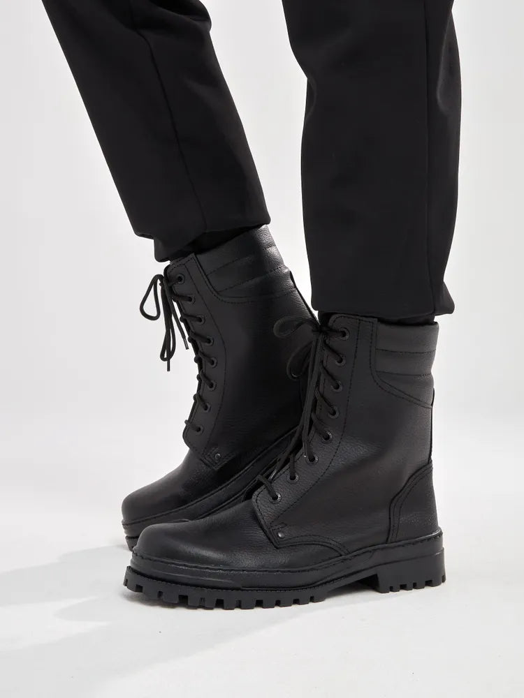 Robuste Unisex Snørestøvler i Læderlook
