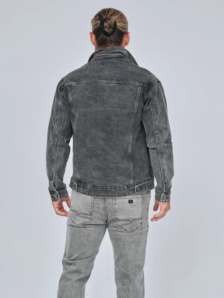 Klassisk Grå Denim Jakke i Vintage Stil