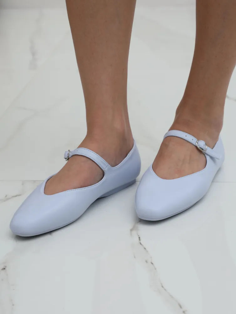 Flade ankelrem balletflats i kunstlæder
