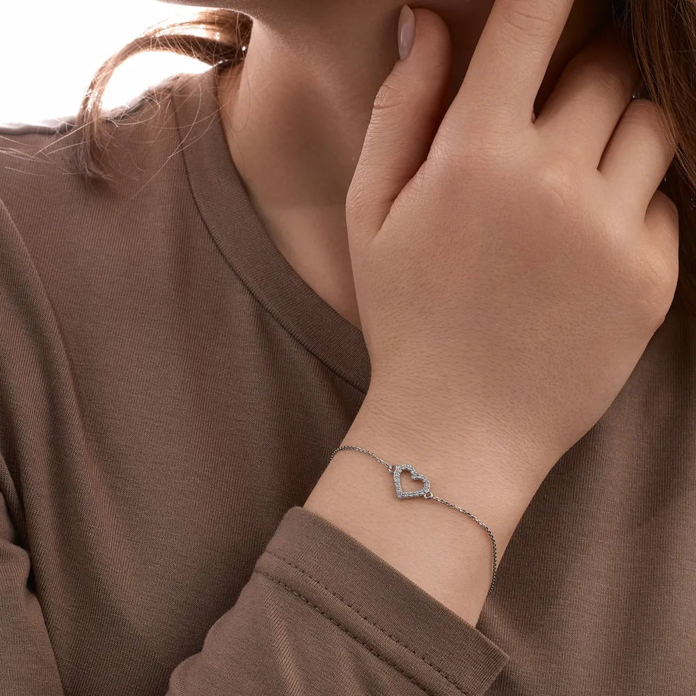 Forførende Hjerte Armbånd med Krystal Besætning