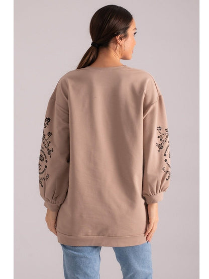 Boheme Chic Sweatshirt med Paisleymønster på Ærmerne