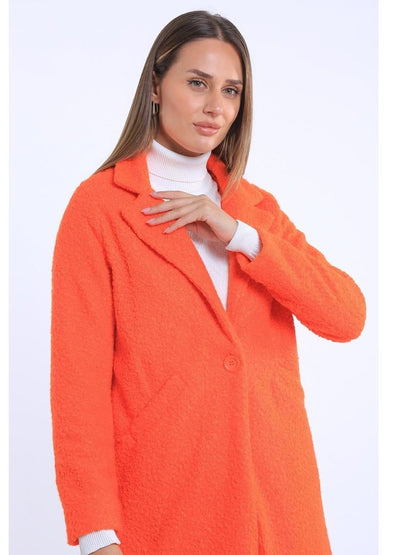Københavnsk - Chic Orange Bouclé Overfrakke
