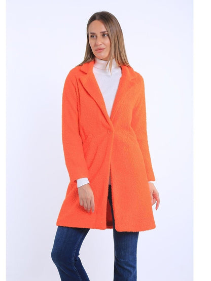 Københavnsk - Chic Orange Bouclé Overfrakke