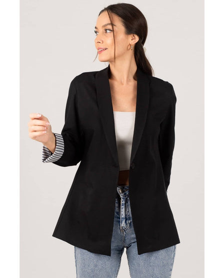 Urban Elegance Blazer med Kontrastmanchetter