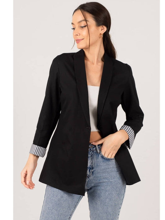 Urban Elegance Blazer med Kontrastmanchetter