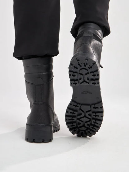 Robuste Unisex Snørestøvler i Læderlook