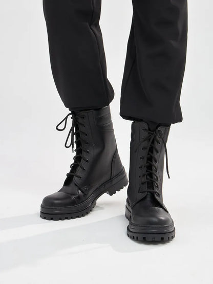 Robuste Unisex Snørestøvler i Læderlook