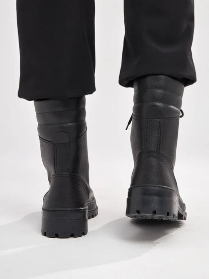 Robuste Unisex Snørestøvler i Læderlook