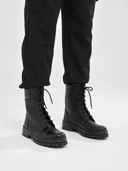 Robuste Unisex Snørestøvler i Læderlook