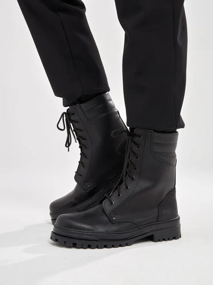 Robuste Unisex Snørestøvler i Læderlook