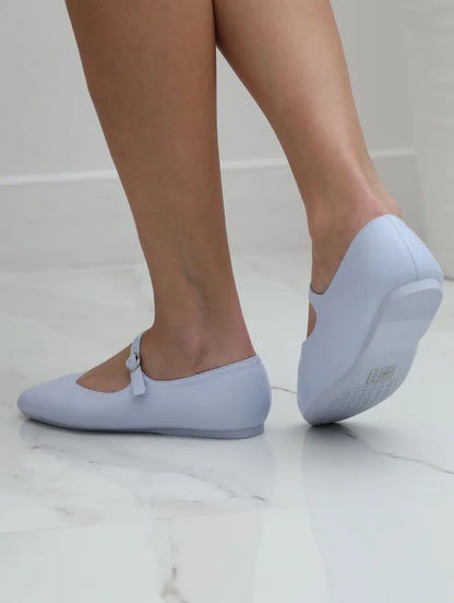 Flade ankelrem balletflats i kunstlæder