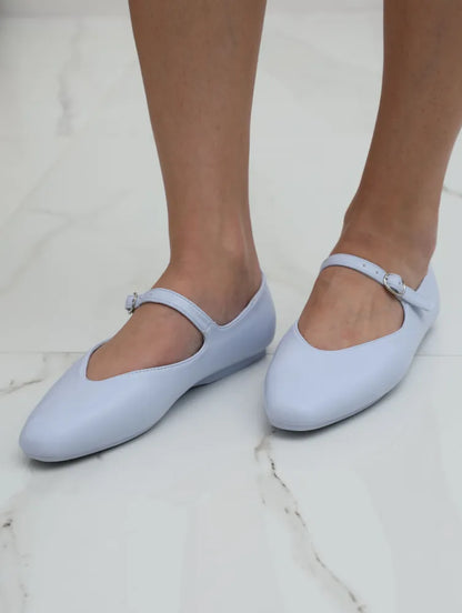 Flade ankelrem balletflats i kunstlæder